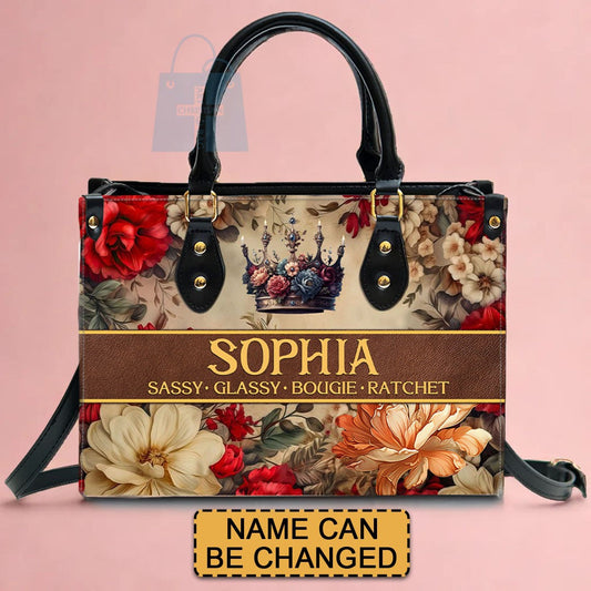 Custom Monogrammed Leather Handbag – Signature Elegance - CABLTHB01070424.