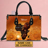Customizable Afrocentric Leather Tote Bag - Personalized Elegant Designer Handbag by CABLTHB01130424.