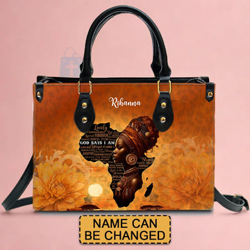 Customizable Afrocentric Leather Tote Bag - Personalized Elegant Designer Handbag by CABLTHB01130424.