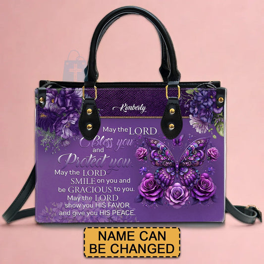 Custom Engraved Leather Handbag - Elegance & Faith Combined - CABLTHB01070424.