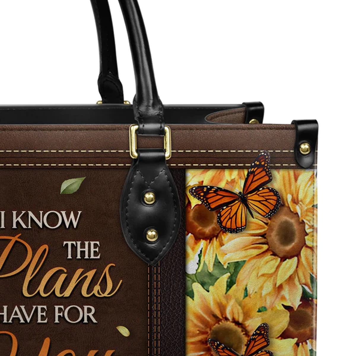 I Know The Plans I Have For You Jeremiah 29 11 Leather Handbag, Sunflower Butterfly Leather Handbag, Gifts for Women, CABLTB01241023.