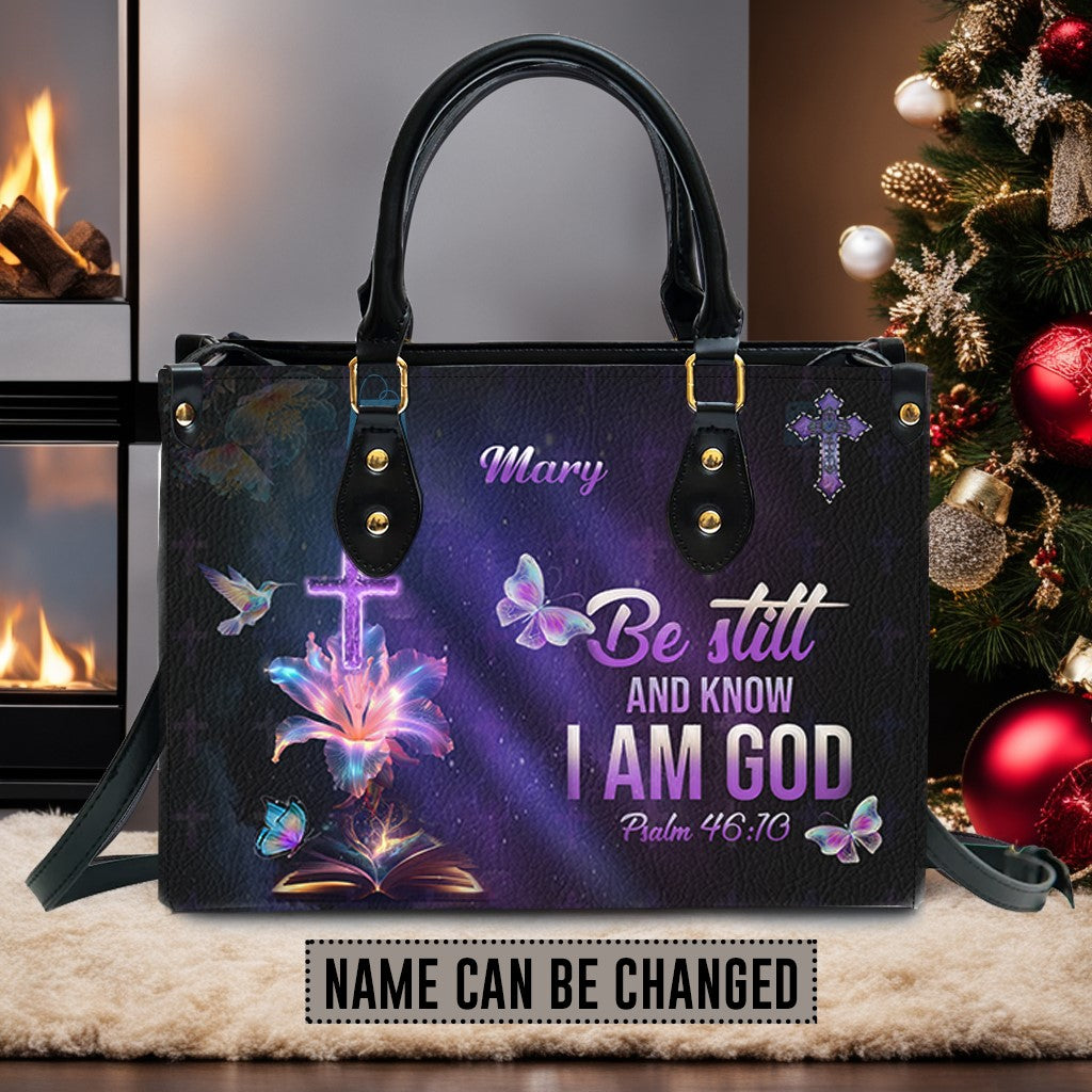 Blessed Is She Leather Handbag Blue, Personalized Bags, Gifts for Women, Christmas Gift, CABLTB04290923.