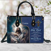 For There Is One God 1 Timothy 2:5 Leather Handbag Blue, Personalized Bags, Gifts for Women, Christmas Gift, CABLTB03290923.