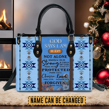 GOD Says I Am Leather Handbag, Vintage hand-woven southwest lacing design Leather Handbag, Gifts for Women, CABLTB02131023.