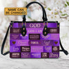 God Says I Am Leather Handbag Purple, Personalized Bags, Gifts for Women, Christmas Gift, CABLTB02240923.