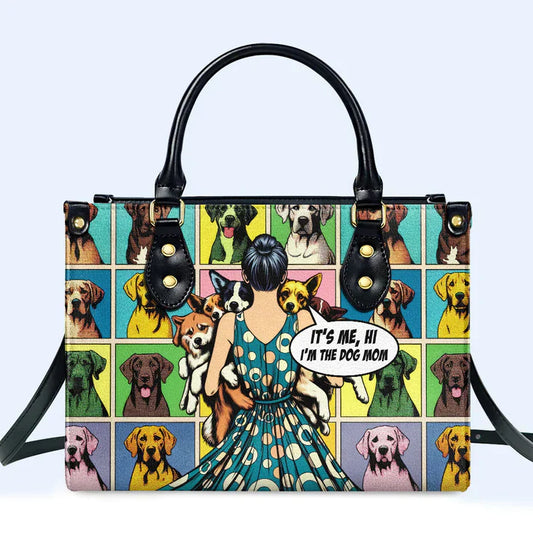 Proud Dog Mom' Pop Art Leather Handbag - CABLTHB08300324.