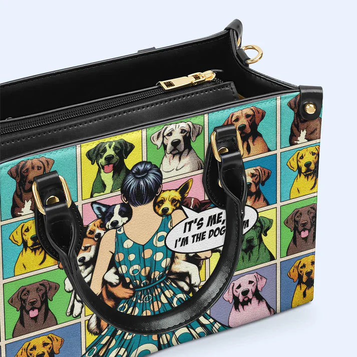 Proud Dog Mom' Pop Art Leather Handbag - CABLTHB08300324.
