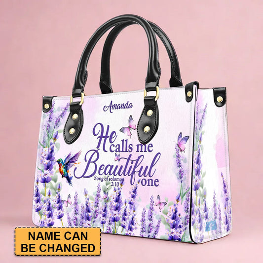 Personalized Lavender Leather Handbag – with Scripture Verse - CABLTHB01090424.