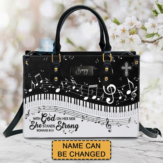 With God on her side, she stands strong Romans 8 31, Handbag Design, Monogram Leather Handbag, Gifts for Women, CABLTB0122225
