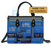 God Says I Am Leather Handbag Blue, Personalized Bags, Gifts for Women, Christmas Gift, CABLTB05240923.