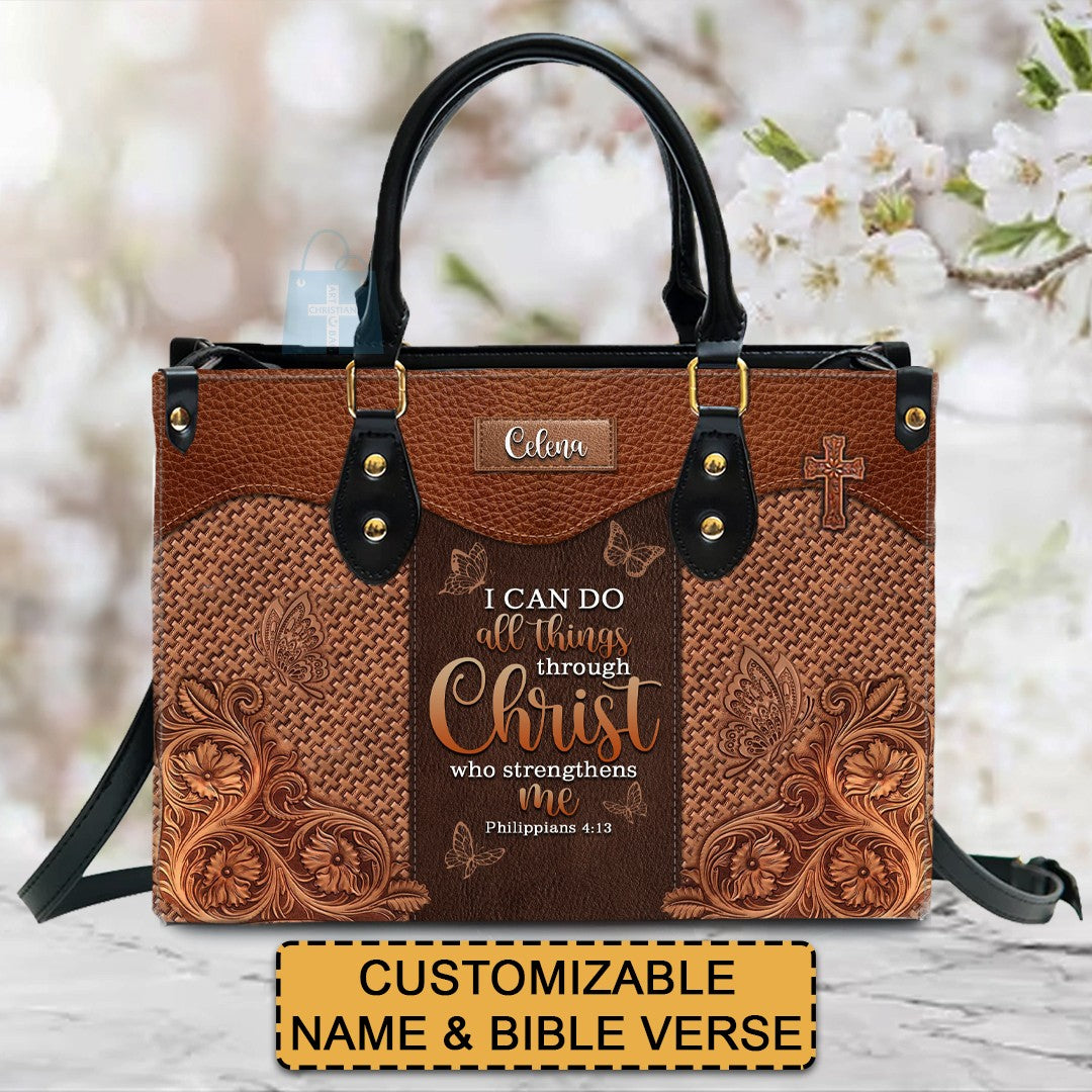 Personalized Leather Handbags – A Statement of Faith & Strength, Handbag Design, Monogram Leather Handbag, Gifts for Women, CABLTB012425