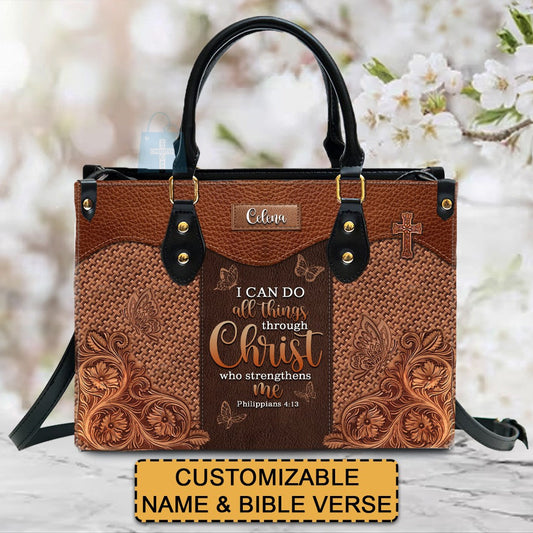 Personalized Leather Handbags – A Statement of Faith & Strength, Handbag Design, Monogram Leather Handbag, Gifts for Women, CABLTB012425