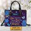 She Who Kneels Before God Romans 8 31, Purple Handbag Design, Monogram Leather Handbag, Gifts for Women, CABLTB011116243.