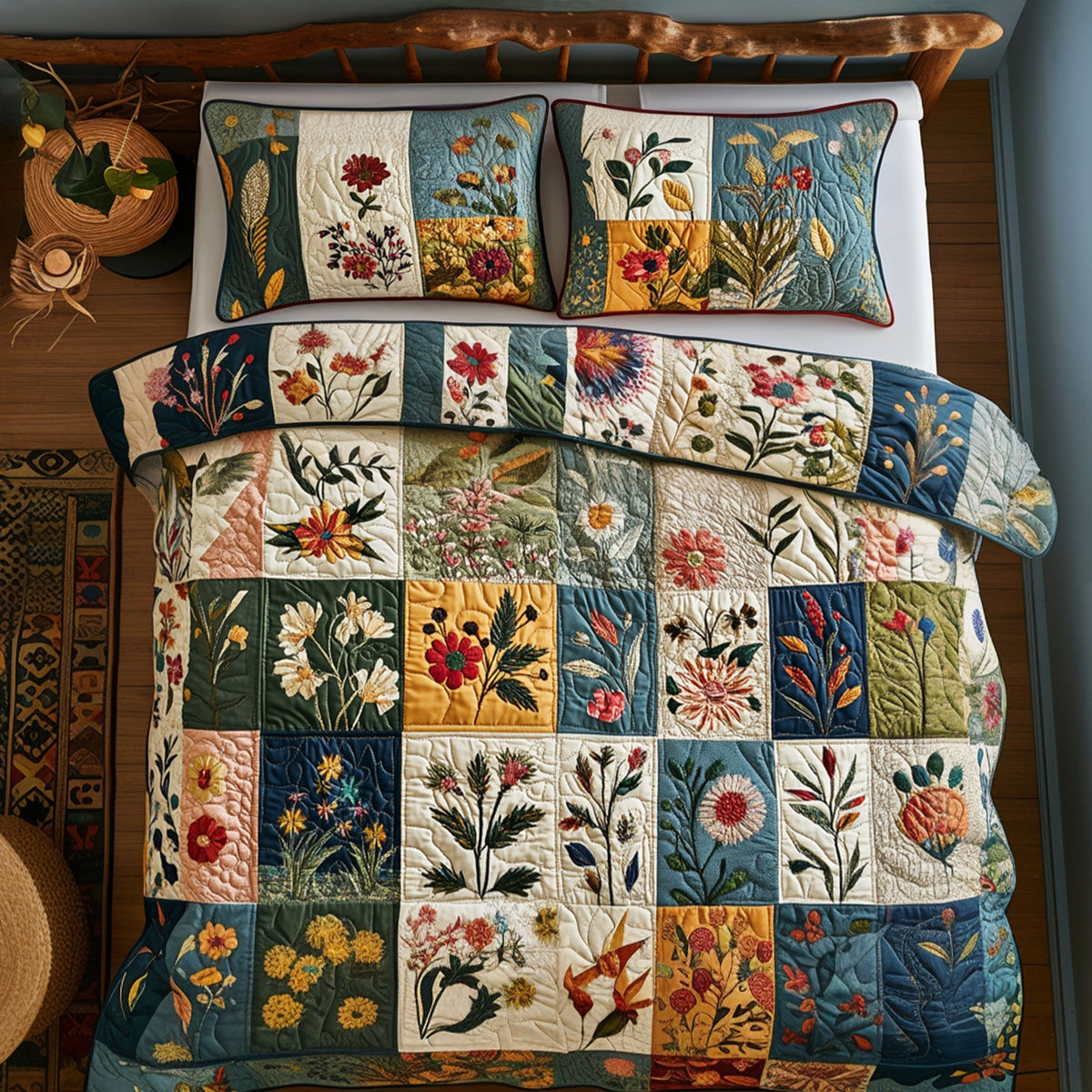 Country Bouquet 3-Piece Quilted Bedding Set NCU0PT6720