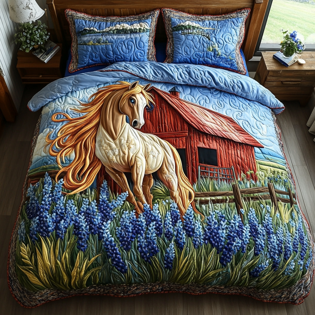 Country Horse Elegance 3-Piece Quilted Bedding Set NCU0DV5254