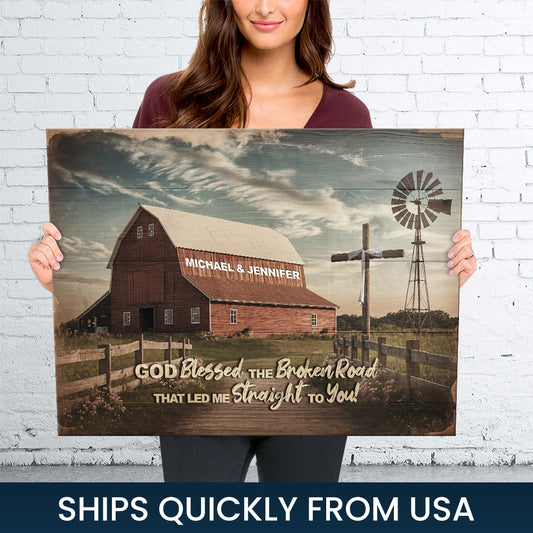 Uni Couple Barn Premium Custom Personalized Name Canvas