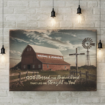 Uni Couple Barn Premium Custom Personalized Name Canvas