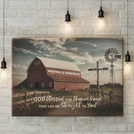 Uni Couple Barn Premium Custom Personalized Name Canvas