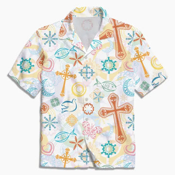 UniJames Cross Fish Dove Christian Hawaiian Shirt