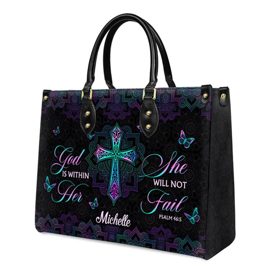 God Is Within Her She Will Not Fail Psalm 46 5 Mandala Leather Handbag, Handbag Design, Personalized Leather Handbag, Gifts for Women, CABLTB0103123.