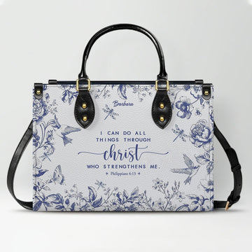 Personalized Leather Handbag with Bible Verse – Custom Christian Purse by