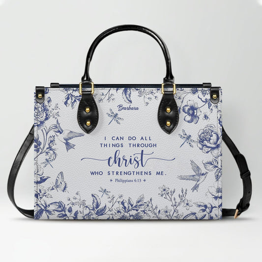 Personalized Leather Handbag with Bible Verse – Custom Christian Purse by