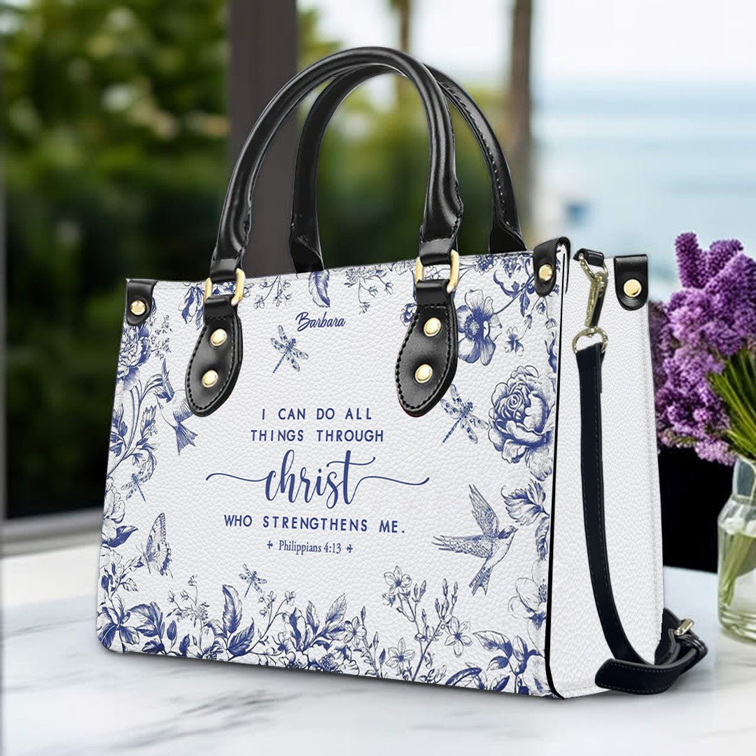 Personalized Leather Handbag with Bible Verse – Custom Christian Purse by