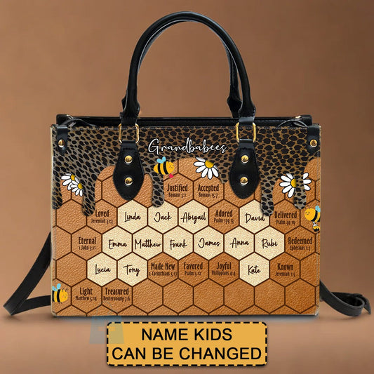 Personalized Leather Handbag – A Unique Christian Gift for Grandmothers - Christian Leather Handbag with Bible Verse – - CAB0132425