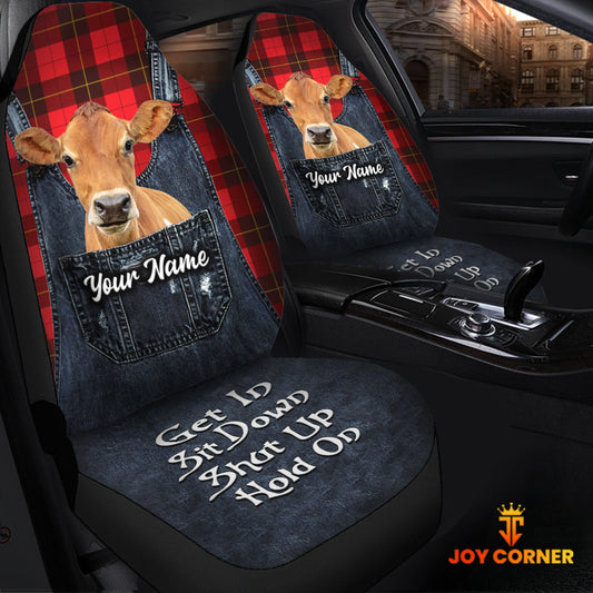 Uni Customized Name Jersey Jean Overalls Pattern Car Seat Covers (2Pcs)