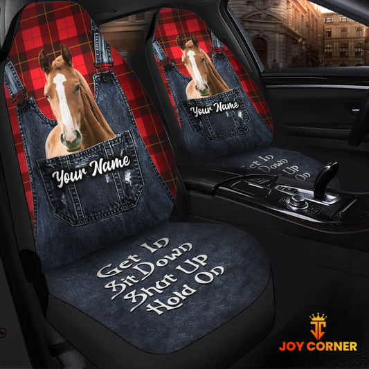 Uni Customized Name Horse Jean Overalls Pattern Car Seat Covers (2Pcs)