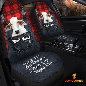 Uni Customized Name Brahman Jean Overalls Pattern Car Seat Covers (2Pcs)