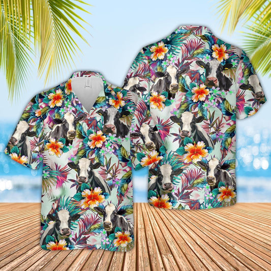 Uni Holstein Colorful Leaf Pattern Hawaiian Shirt