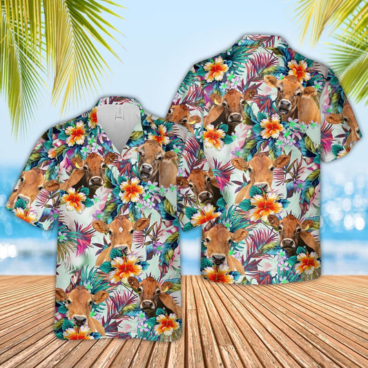 Uni Jersey Colorful Leaf Pattern Hawaiian Shirt