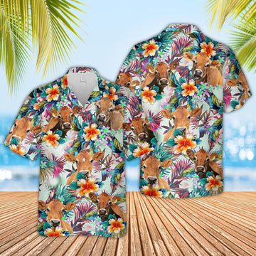 Uni Jersey Colorful Leaf Pattern Hawaiian Shirt
