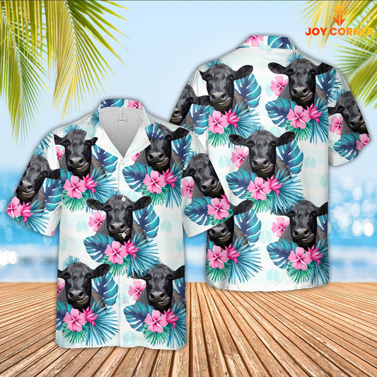 Uni Black Angus Foot Sign Pattern 3D Hawaiian Shirt