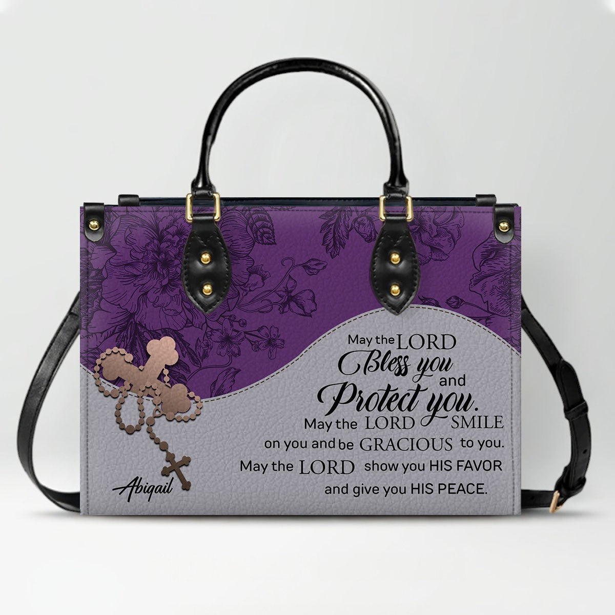 Custom Christian Leather Handbag – Personalized Name, Color & Bible Verse |
