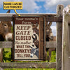 uni Customized Name DONKEY LOVERS KEEP GATE CLOSED All Printed 3D Metal Sign
