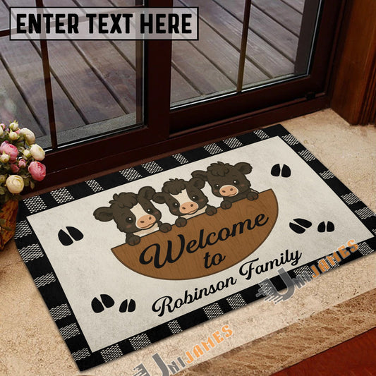 Uni Personalized Three Cows Family Welcome Doormat (10 Cattle Breeds)
