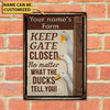uni Customized Name DUCK LOVERS KEEP GATE CLOSED All Printed 3D Metal Sign