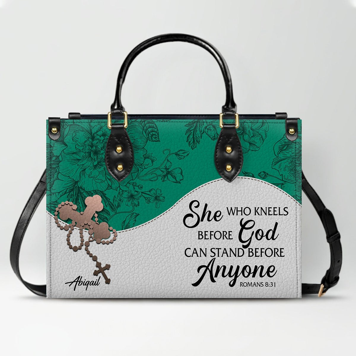 Custom Christian Leather Handbag – Personalized Name, Color & Bible Verse |