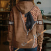UniJames Friesian Horse Faux Zipper Tooled Leather 3D Hoodie