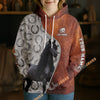 UniJames Personalized Friesian Horse Split Faux Leather & Horseshoe 3D Hoodie
