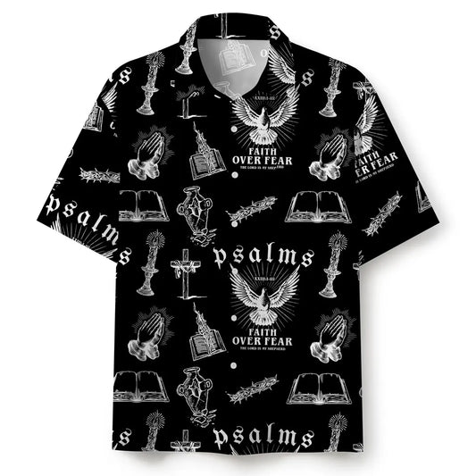 UniJames Faith Over Fear Black Christian Hawaiian Shirt