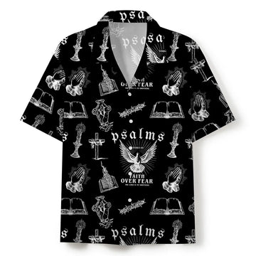 UniJames Faith Over Fear Black Christian Hawaiian Shirt