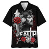 UniJames Faith Over Fear Cross With Red Roses Hawaiian Shirt - Best Hawaiian Shirts - Christian Hawaiian Shirt