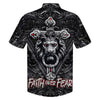 UniJames Faith Over Fear Gothic Lion Black Hawaiian Shirts - Christian Hawaiian Shirt - Hawaiian Shirts For Men