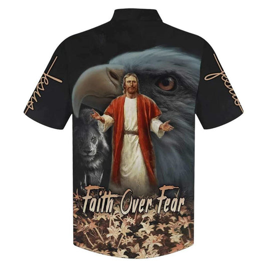 Unique Faith Over Fear Jesus Lion Eagle Hawaiian Shirt