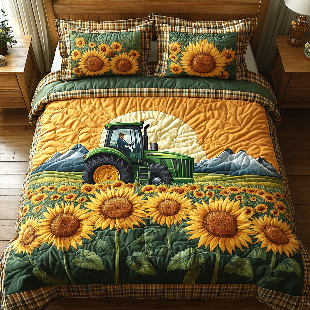 Tractor 3-Piece Quilted Bedding Set NCU0VT139