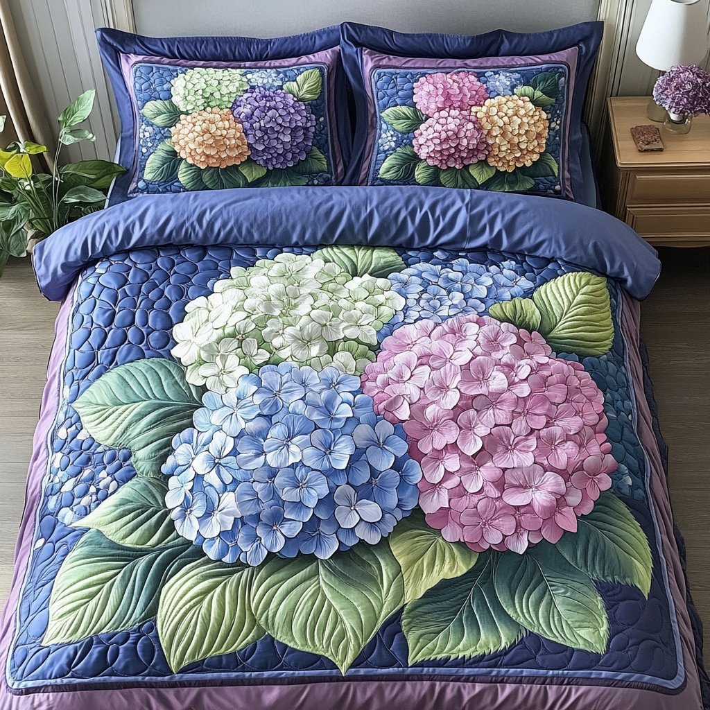 Flower 3-Piece Quilted Bedding Set NCU0VT169