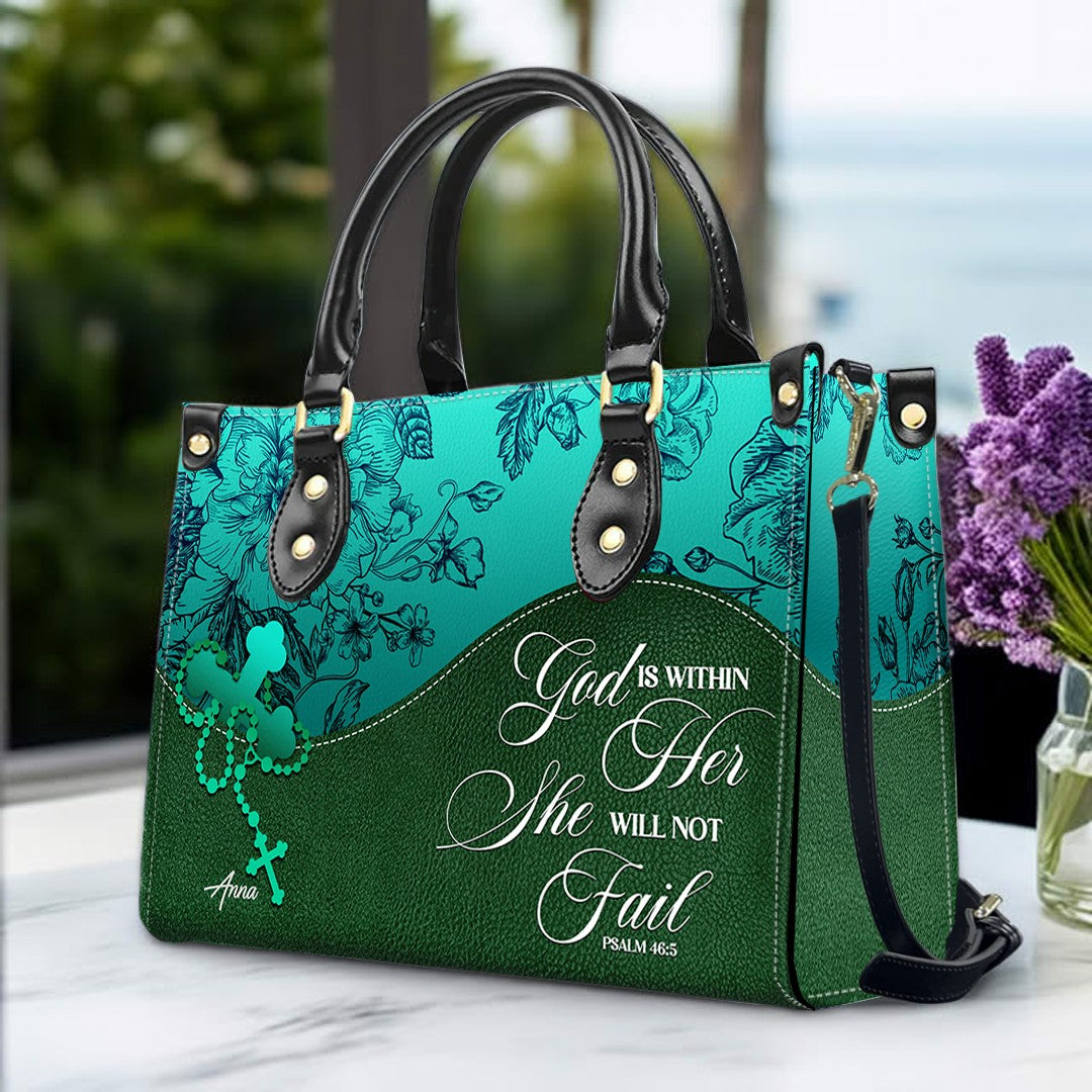 Custom Bible Verse Leather Handbag for Women – Personalized Christian Purse with Name & Scripture –